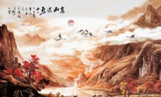 中国底纹中式水墨国画玄关屏风背景底纹素