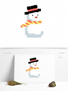 卡通圣诞雪人像素化设计