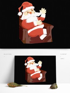 卡通坐在沙发上圣诞老人