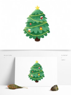 卡通手绘绿色圣诞树设计