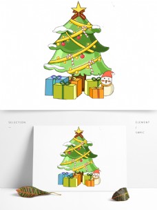 卡通彩色圣诞树和礼物设计
