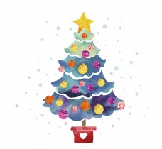 水彩圣诞树卡通元素