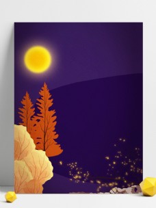唯美林中紫色夜景背景素材