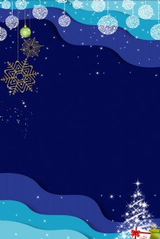 圣诞简约风蓝色折纸边框淘宝背景Ｈ5背景