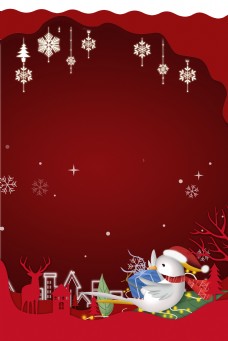圣诞风景圣诞节折纸风合成海报背景