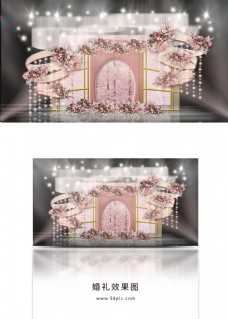 粉色螺旋圆环装饰亚克力组合背板婚礼效果图