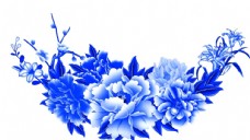 中国风青花瓷图案psd花朵