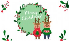 可爱的圣诞背景驯鹿夫妇