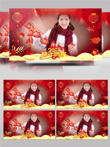 视频模板喜庆中国风猪年春节祝福边框AE模板