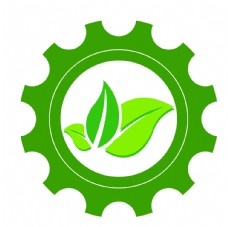绿色叶子齿轮标志