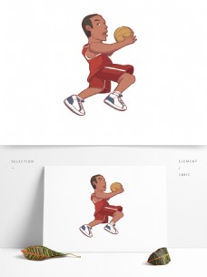 手绘卡通篮球运动员