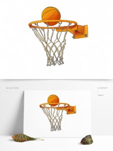 原创手绘国际篮球日球赛篮球投篮球框