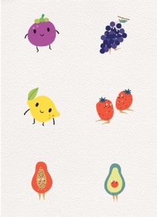牛油果小清新可爱水果表情设计