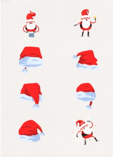 创意圣诞帽和圣诞老人元素设计