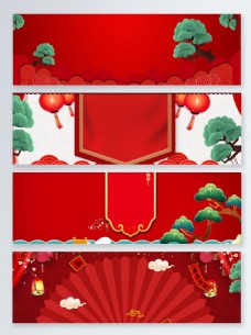 猪年新年复古传统banner背景