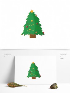 卡通绿色圣诞树装饰设计
