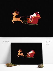 圣诞节手绘驯鹿和圣诞老人设计