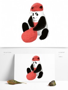 过圣诞节的熊猫萌宠卡通设计
