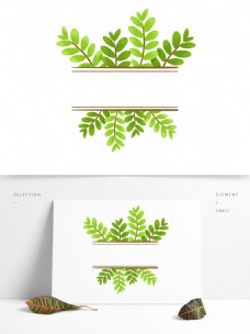 原创手绘小清新绿叶植物边框潮流插画元素