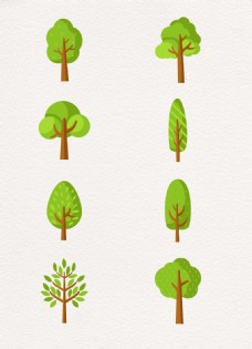 树木绿色青葱植物大树卡通设计