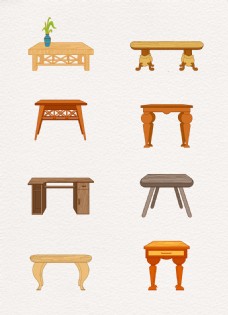 8组桌子卡通矢量家具设计