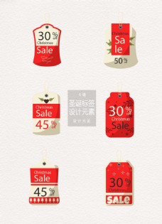 红色圣诞节促销标签设计元素