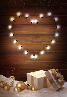 创意爱心彩灯圣诞贺卡背景素材
