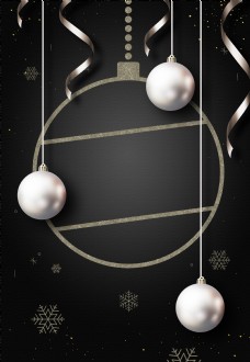促销广告黑银色圣诞球装饰背景素材