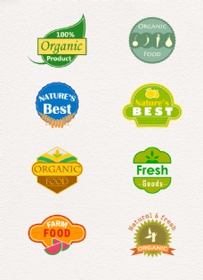 绿色蔬菜彩色有机食品标签图片