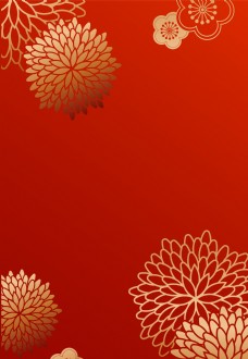 年夜饭模板红金花朵猪年背景素材