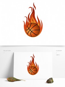 果篮燃烧的篮球带火的篮球夸张效果素材