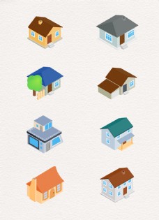 8组矢量房屋元素卡通设计