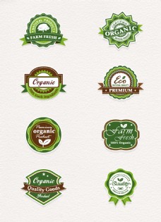 绿色8组有机食品促销标签设计