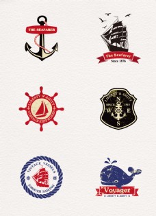 航海创意复古海航标签图标元素
