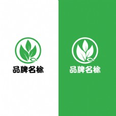 茶绿色叶子植物logo设计