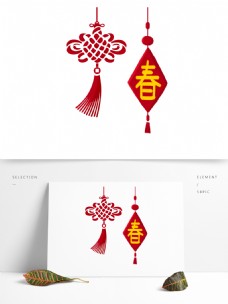 国庆节红色喜庆中国结春节猪年元素