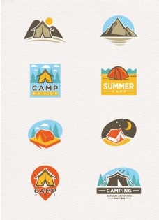 创意设计创意8组露营帐篷促销标志设计