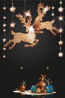 麋鹿光束圣诞背景素材