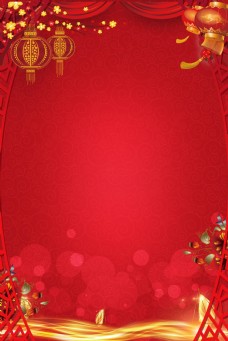 新年喜庆红色猪年新春背景