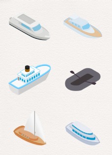 卡通矢量小船皮艇交通工具设计