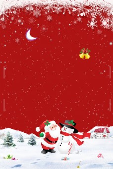 促销广告红色圣诞节雪人圣诞老人背景