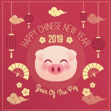 猪脸中国新年海报