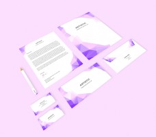 名片模板紫色唯美企业品牌形象vi样机