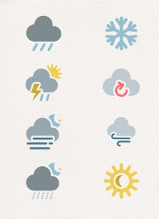 简化图标扁平化天气预报天气图标元素简约设计