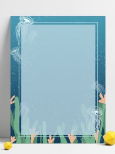 创意水母蓝色海洋边框背景