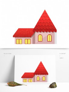 红房子红色卡通小房子设计