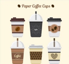 6款创意纸质外卖咖啡杯矢量素材
