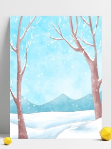 清新彩色冬季下雪背景设计