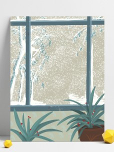 清新窗户绿植背景设计