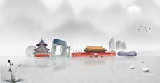 北京旅游特色建筑物海报